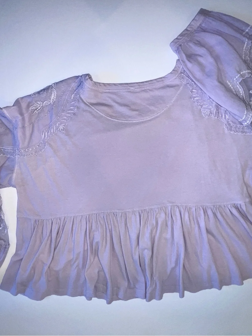 Free People Lace Inset Long Sleeve Top, Lavender, Medium